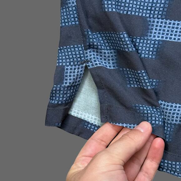 Opem Edit Relax Geo Pattern Camp Shirt Navy Ambient Stripe Size L NWT - Picture 3 of 7